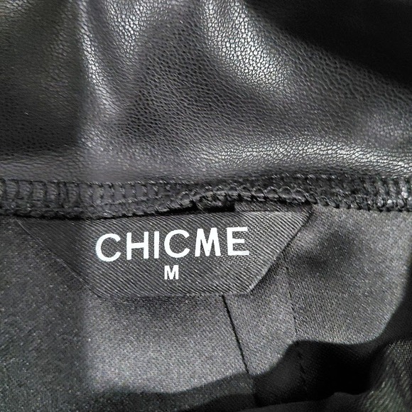 ChicMe Womens Black Faux Leather Laser Cut Lace Mini Skirt Size Medium - Picture 3 of 10